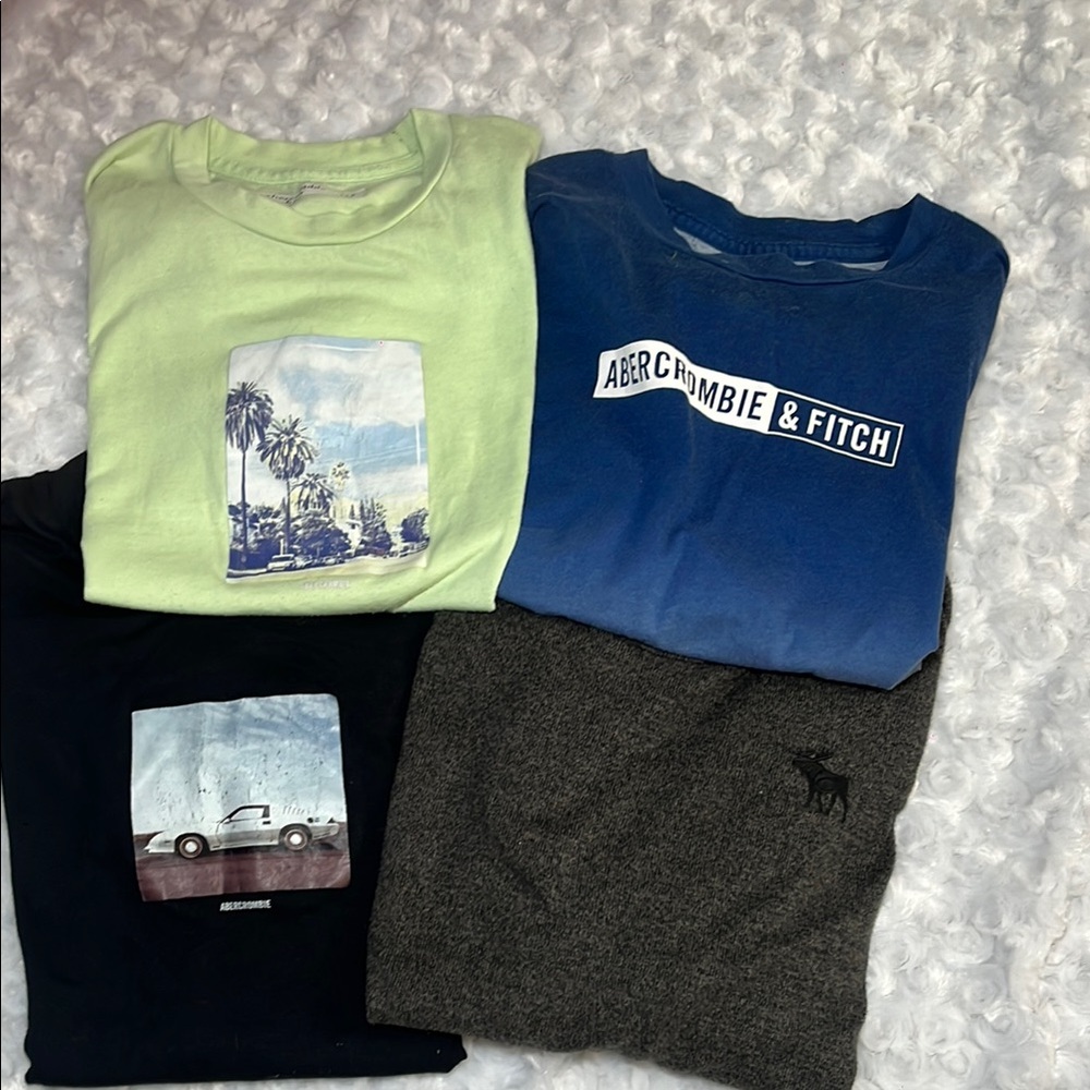 Abercrombie & Fitch Long Sleeve Tees Blue and Green